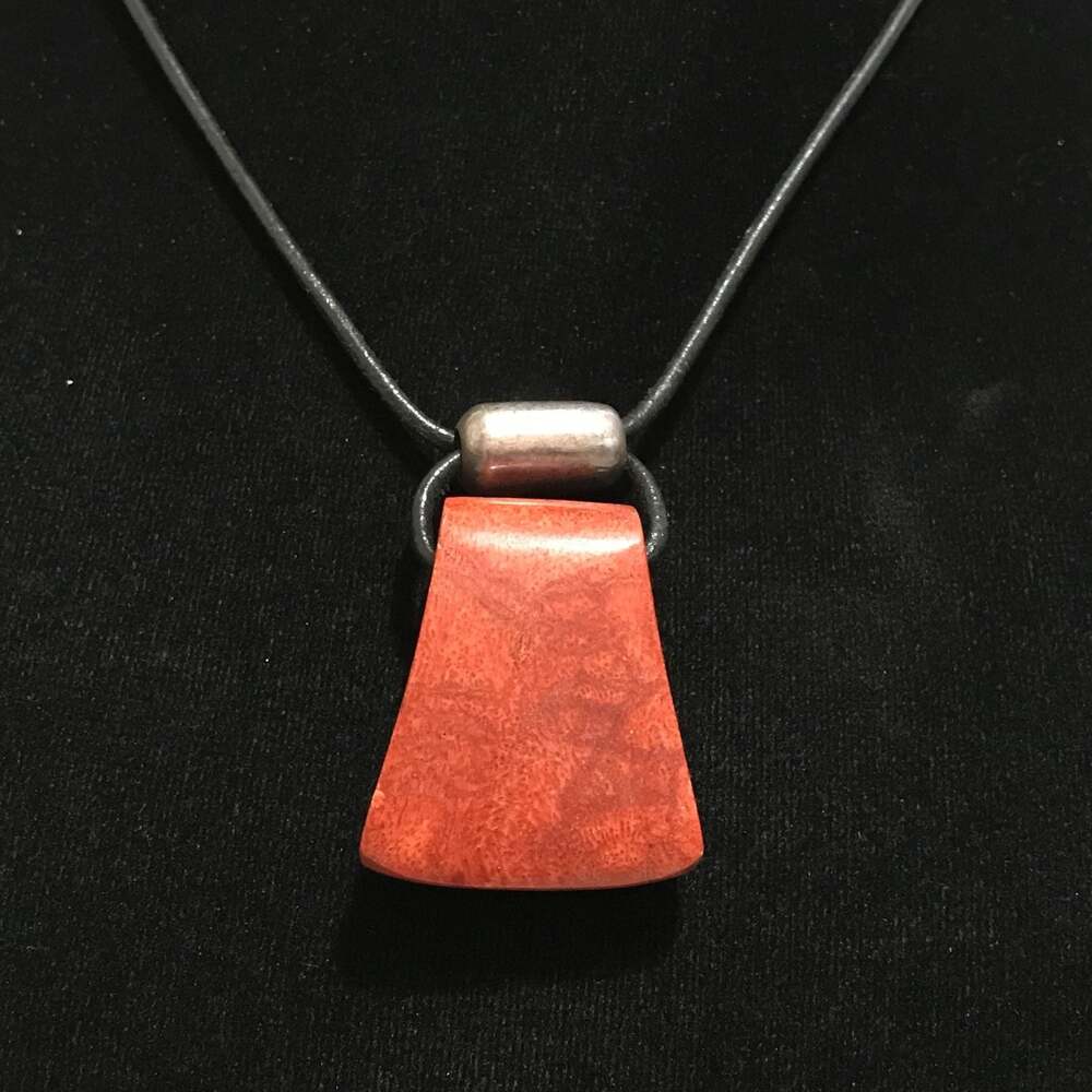 Silpada Cardinal Rule Coral Leather Cord Pendant Necklace Sponge 925 Stamp N0965